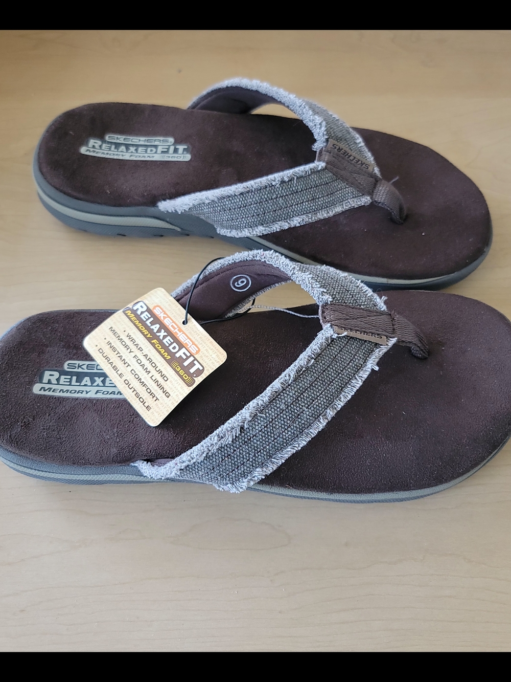 Skechers Relaxed Fit Brown Memory Foam Flip Flops
